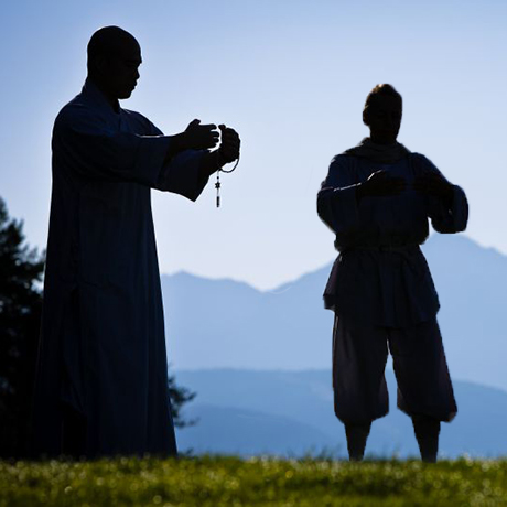 Moncs practicing Qi Gong